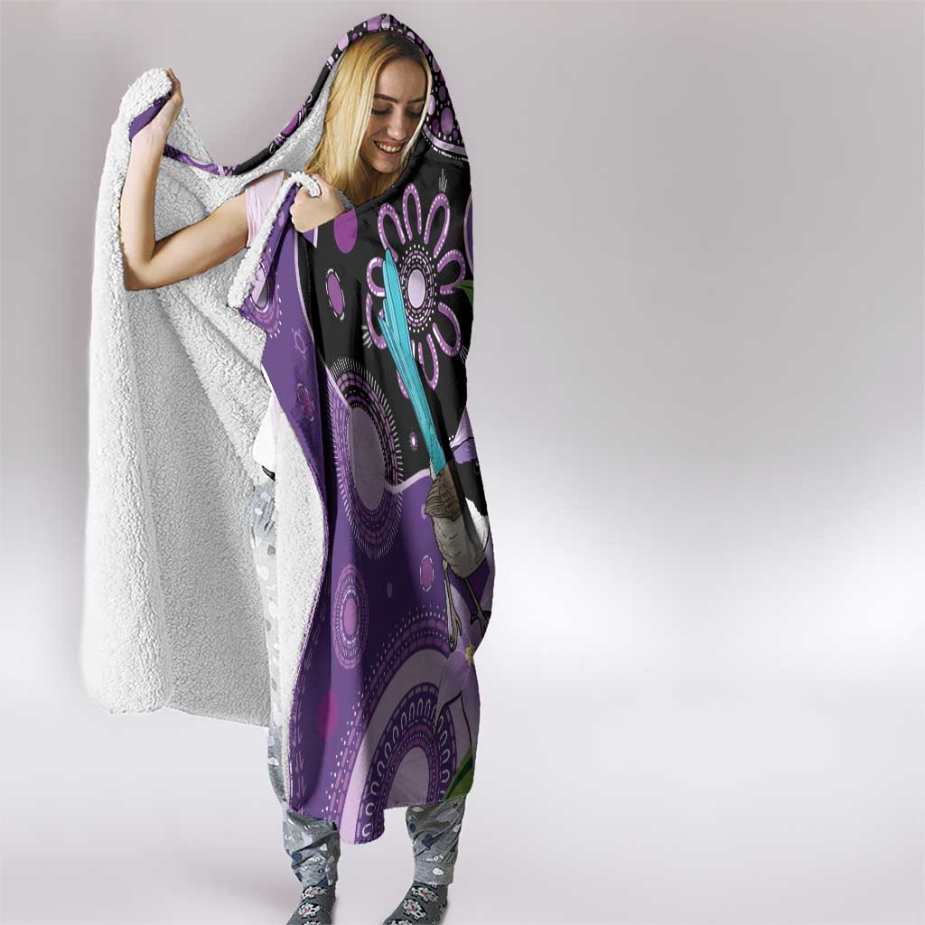 Australia Epilepsy Awareness Hooded Blanket Purple-crowned Fairywren Boronia Aboriginal - Aussie Hoodie