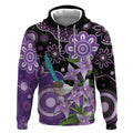 Australia Epilepsy Awareness Hoodie Purple-crowned Fairywren Boronia Aboriginal - Aussie Hoodie