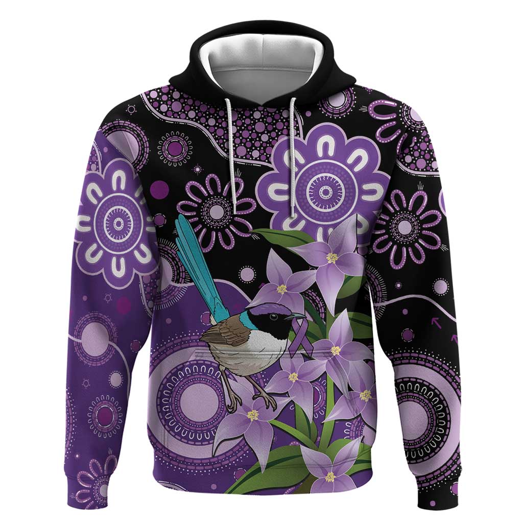 Australia Epilepsy Awareness Hoodie Purple-crowned Fairywren Boronia Aboriginal - Aussie Hoodie