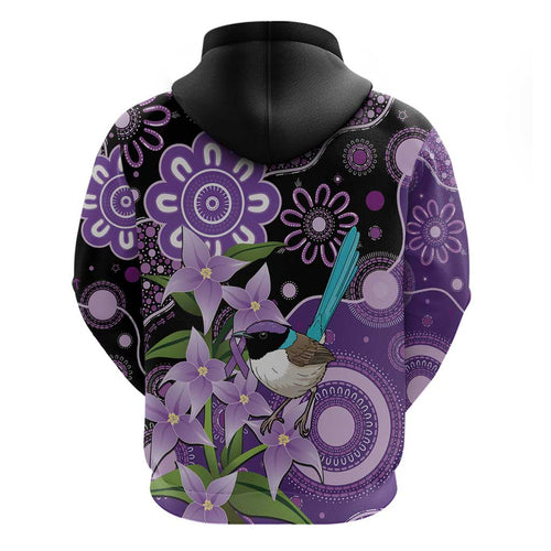 Australia Epilepsy Awareness Hoodie Purple-crowned Fairywren Boronia Aboriginal - Aussie Hoodie