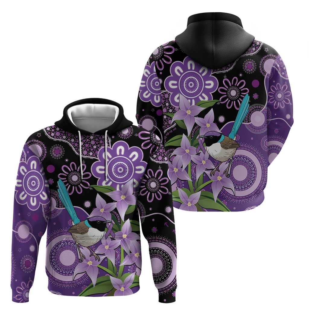 Australia Epilepsy Awareness Hoodie Purple-crowned Fairywren Boronia Aboriginal - Aussie Hoodie