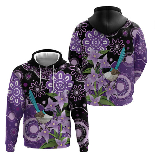 Australia Epilepsy Awareness Hoodie Purple-crowned Fairywren Boronia Aboriginal - Aussie Hoodie