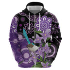 Australia Epilepsy Awareness Hoodie Purple-crowned Fairywren Boronia Aboriginal - Aussie Hoodie