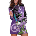 Australia Epilepsy Awareness Hoodie Dress Purple-crowned Fairywren Boronia Aboriginal - Aussie Hoodie