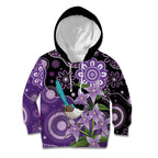 Australia Epilepsy Awareness Kid Hoodie Purple-crowned Fairywren Boronia Aboriginal - Aussie Hoodie