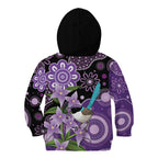Australia Epilepsy Awareness Kid Hoodie Purple-crowned Fairywren Boronia Aboriginal - Aussie Hoodie
