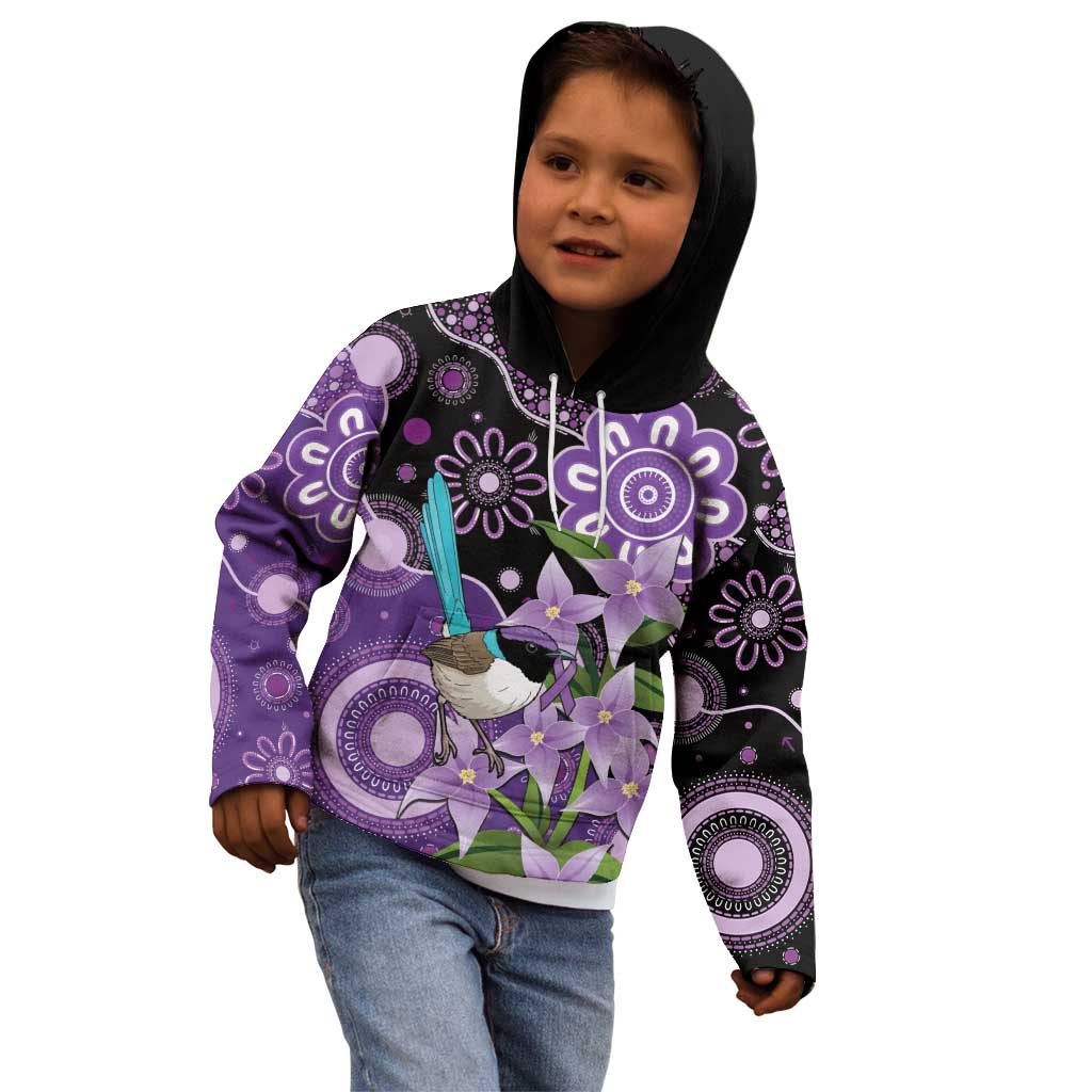 Australia Epilepsy Awareness Kid Hoodie Purple-crowned Fairywren Boronia Aboriginal - Aussie Hoodie