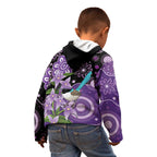 Australia Epilepsy Awareness Kid Hoodie Purple-crowned Fairywren Boronia Aboriginal - Aussie Hoodie