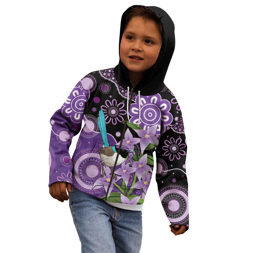 Australia Epilepsy Awareness Kid Hoodie Purple-crowned Fairywren Boronia Aboriginal - Aussie Hoodie
