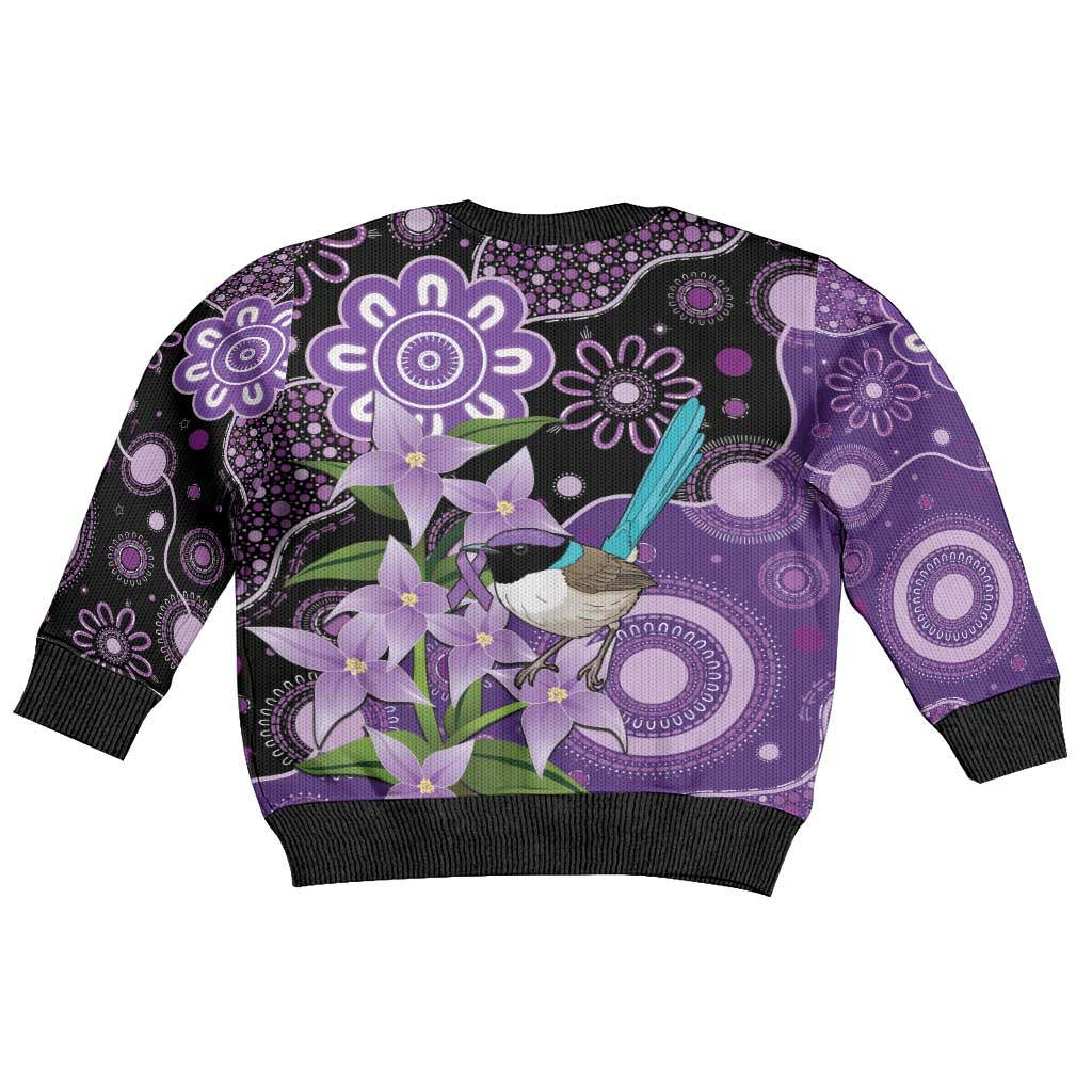 Australia Epilepsy Awareness Kid Ugly Christmas Sweater Purple-crowned Fairywren Boronia Aboriginal - Aussie Hoodie