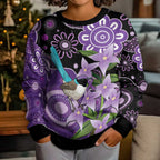 Australia Epilepsy Awareness Kid Ugly Christmas Sweater Purple-crowned Fairywren Boronia Aboriginal - Aussie Hoodie