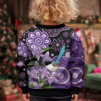 Australia Epilepsy Awareness Kid Ugly Christmas Sweater Purple-crowned Fairywren Boronia Aboriginal - Aussie Hoodie