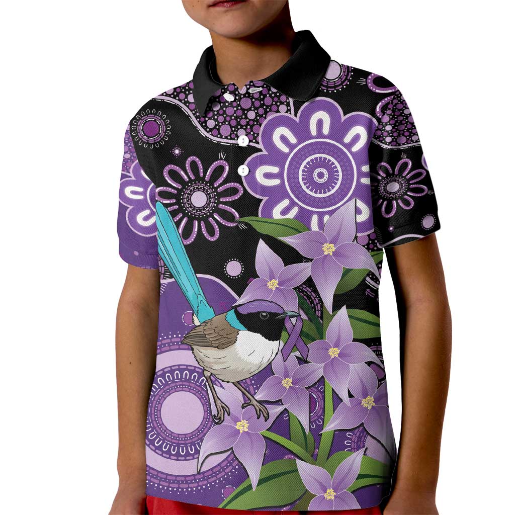 Australia Epilepsy Awareness Kid Polo Shirt Purple-crowned Fairywren Boronia Aboriginal - Aussie Hoodie