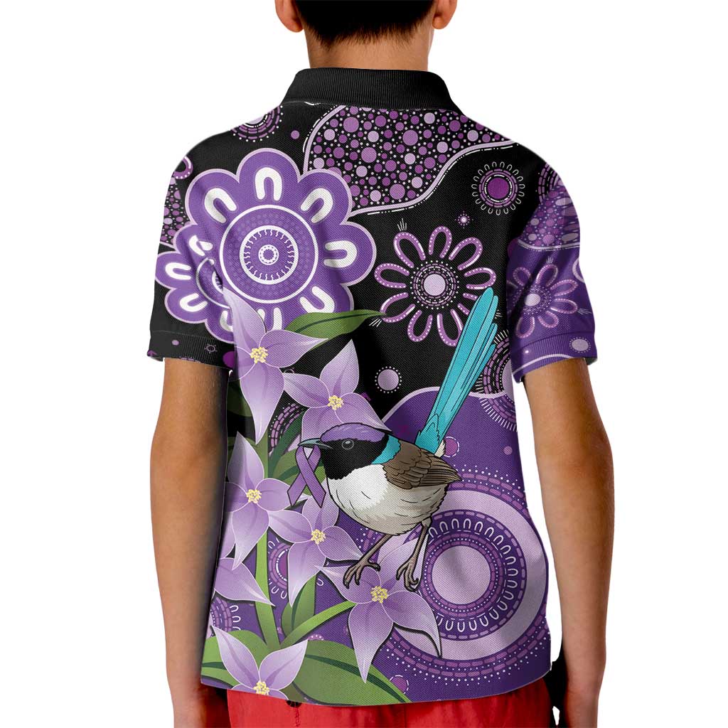 Australia Epilepsy Awareness Kid Polo Shirt Purple-crowned Fairywren Boronia Aboriginal - Aussie Hoodie
