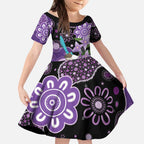 Australia Epilepsy Awareness Kid Short Sleeve Dress Purple-crowned Fairywren Boronia Aboriginal - Aussie Hoodie
