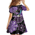 Australia Epilepsy Awareness Kid Short Sleeve Dress Purple-crowned Fairywren Boronia Aboriginal - Aussie Hoodie