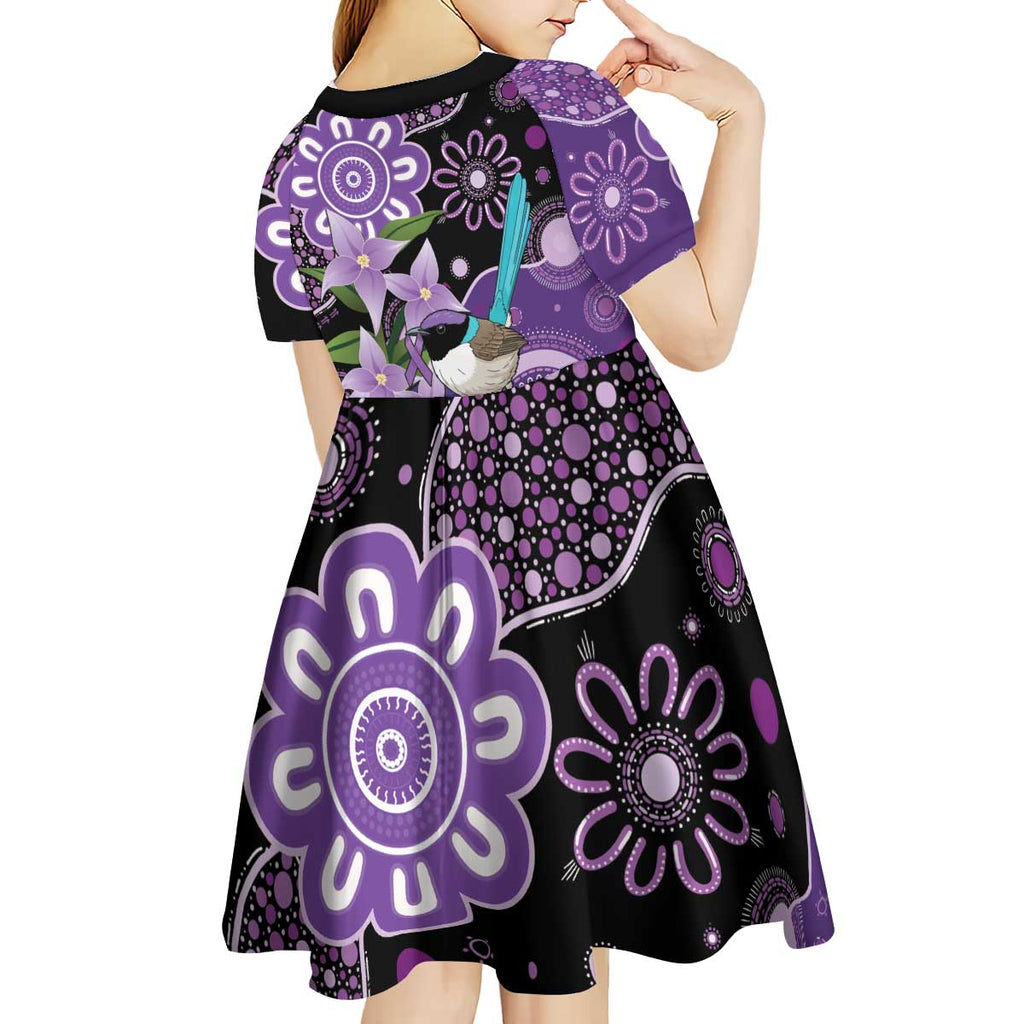 Australia Epilepsy Awareness Kid Short Sleeve Dress Purple-crowned Fairywren Boronia Aboriginal - Aussie Hoodie