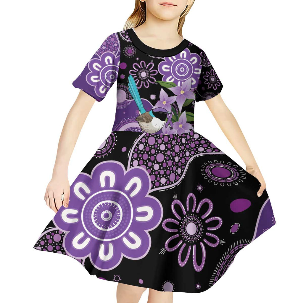 Australia Epilepsy Awareness Kid Short Sleeve Dress Purple-crowned Fairywren Boronia Aboriginal - Aussie Hoodie