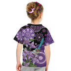 Australia Epilepsy Awareness Kid T Shirt Purple-crowned Fairywren Boronia Aboriginal - Aussie Hoodie