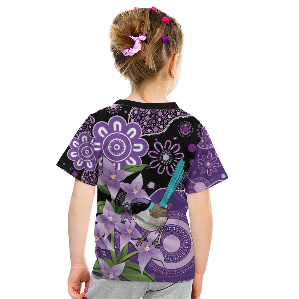 Australia Epilepsy Awareness Kid T Shirt Purple-crowned Fairywren Boronia Aboriginal - Aussie Hoodie