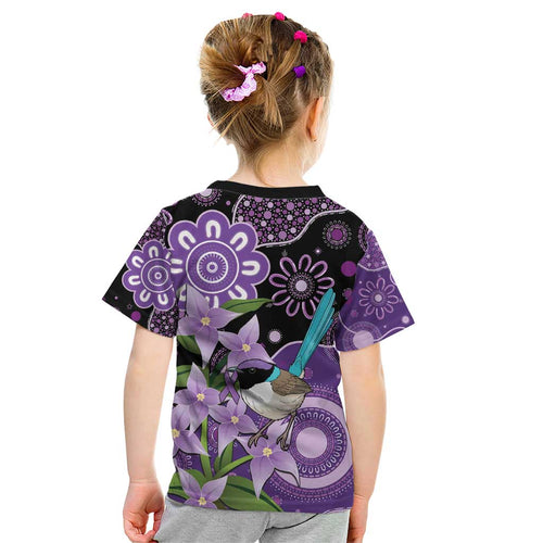 Australia Epilepsy Awareness Kid T Shirt Purple-crowned Fairywren Boronia Aboriginal - Aussie Hoodie