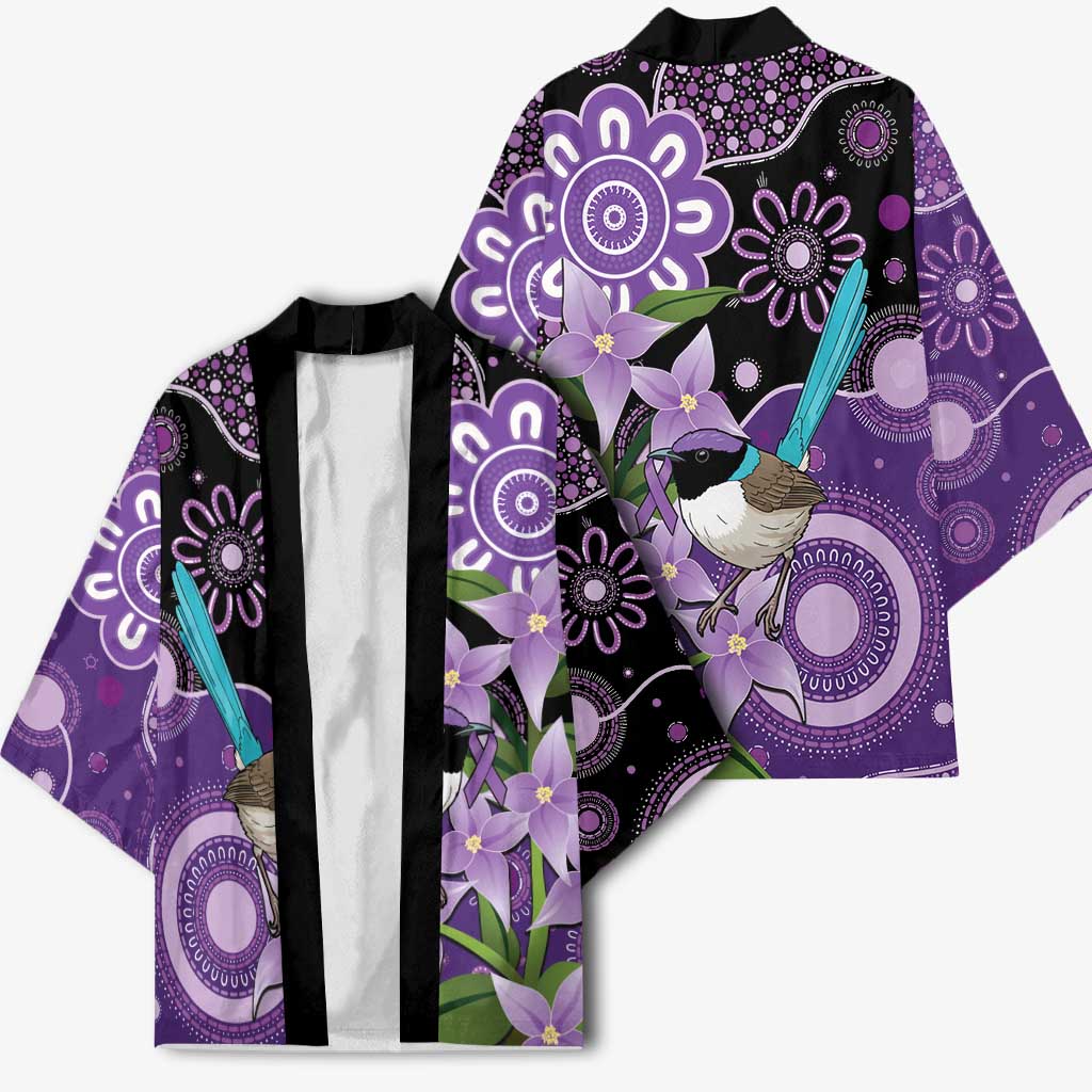 Australia Epilepsy Awareness Kimono Purple-crowned Fairywren Boronia Aboriginal - Aussie Hoodie