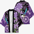 Australia Epilepsy Awareness Kimono Purple-crowned Fairywren Boronia Aboriginal - Aussie Hoodie