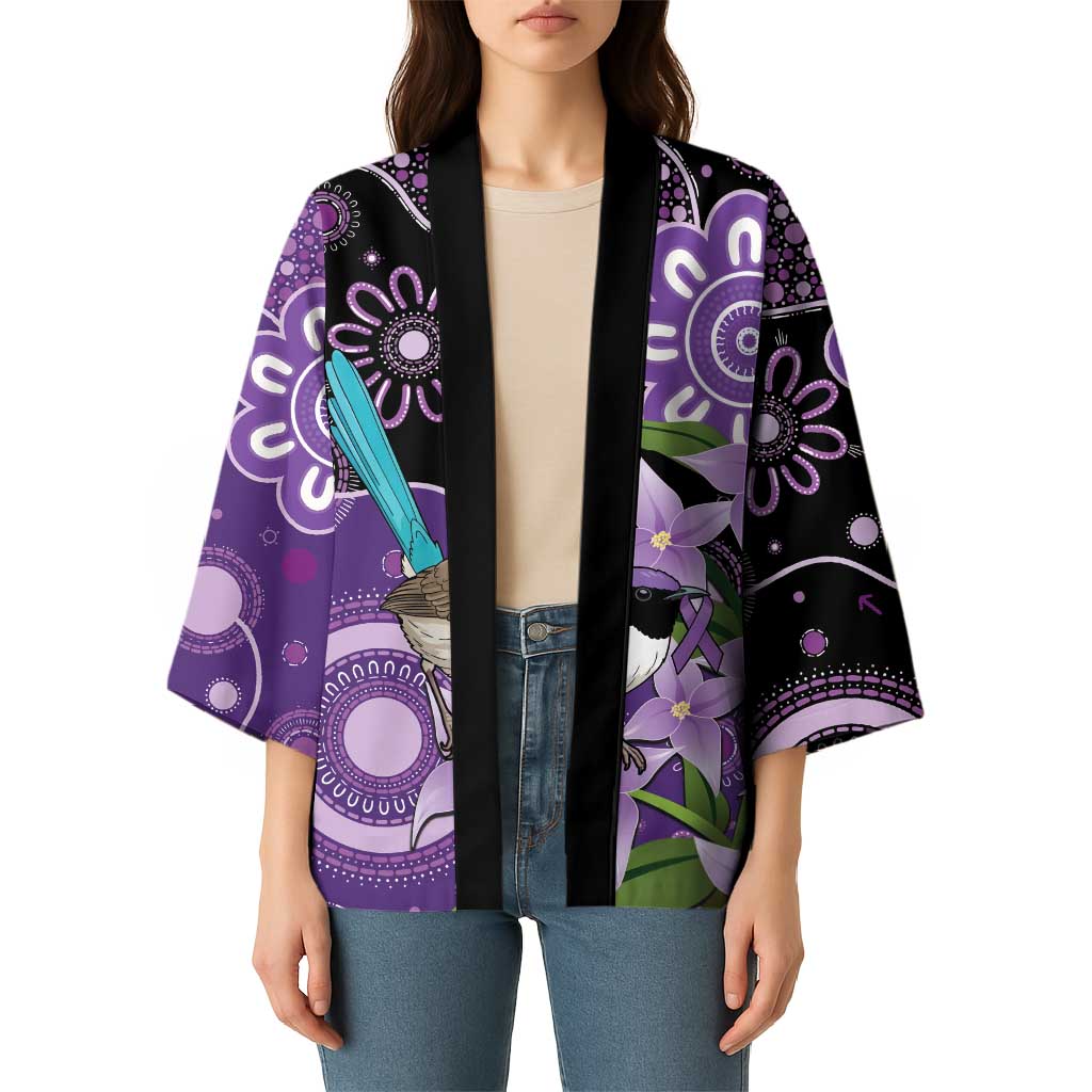 Australia Epilepsy Awareness Kimono Purple-crowned Fairywren Boronia Aboriginal - Aussie Hoodie