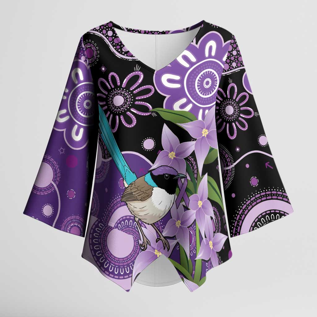 Australia Epilepsy Awareness Kimono Sleeve Blouse Purple-crowned Fairywren Boronia Aboriginal - Aussie Hoodie
