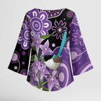 Australia Epilepsy Awareness Kimono Sleeve Blouse Purple-crowned Fairywren Boronia Aboriginal - Aussie Hoodie