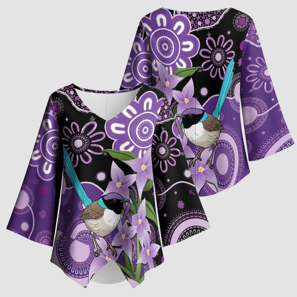 Australia Epilepsy Awareness Kimono Sleeve Blouse Purple-crowned Fairywren Boronia Aboriginal - Aussie Hoodie