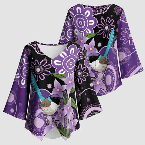 Australia Epilepsy Awareness Kimono Sleeve Blouse Purple-crowned Fairywren Boronia Aboriginal - Aussie Hoodie