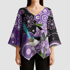 Australia Epilepsy Awareness Kimono Sleeve Blouse Purple-crowned Fairywren Boronia Aboriginal - Aussie Hoodie