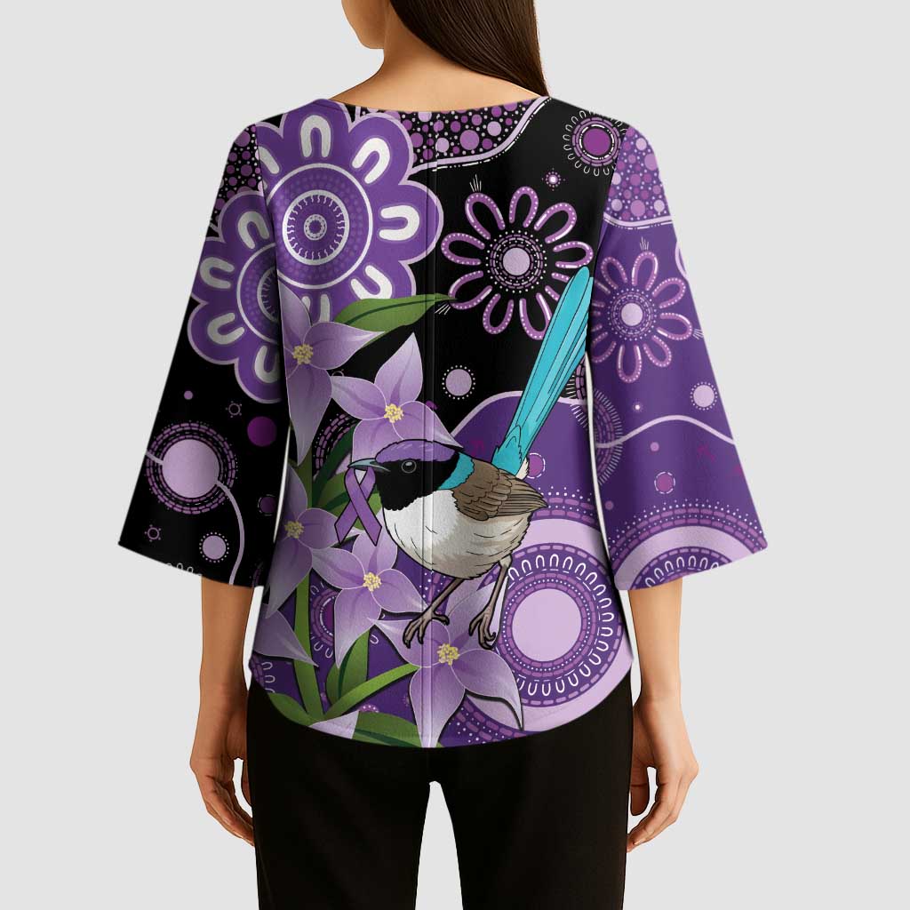 Australia Epilepsy Awareness Kimono Sleeve Blouse Purple-crowned Fairywren Boronia Aboriginal - Aussie Hoodie