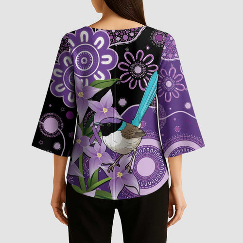 Australia Epilepsy Awareness Kimono Sleeve Blouse Purple-crowned Fairywren Boronia Aboriginal - Aussie Hoodie
