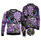 Australia Epilepsy Awareness Ugly Christmas Sweater Purple-crowned Fairywren Boronia Aboriginal - Aussie Hoodie