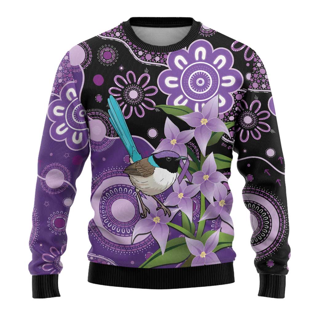 Australia Epilepsy Awareness Ugly Christmas Sweater Purple-crowned Fairywren Boronia Aboriginal - Aussie Hoodie