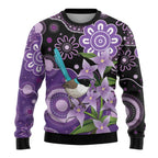 Australia Epilepsy Awareness Ugly Christmas Sweater Purple-crowned Fairywren Boronia Aboriginal - Aussie Hoodie