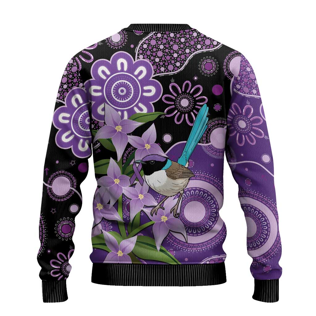 Australia Epilepsy Awareness Ugly Christmas Sweater Purple-crowned Fairywren Boronia Aboriginal - Aussie Hoodie