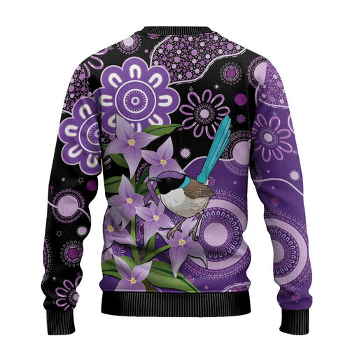 Australia Epilepsy Awareness Ugly Christmas Sweater Purple-crowned Fairywren Boronia Aboriginal - Aussie Hoodie