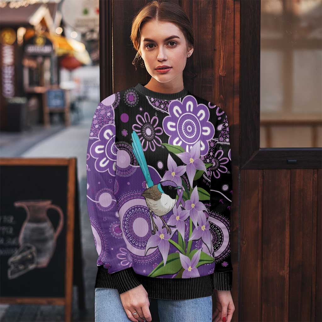 Australia Epilepsy Awareness Ugly Christmas Sweater Purple-crowned Fairywren Boronia Aboriginal - Aussie Hoodie