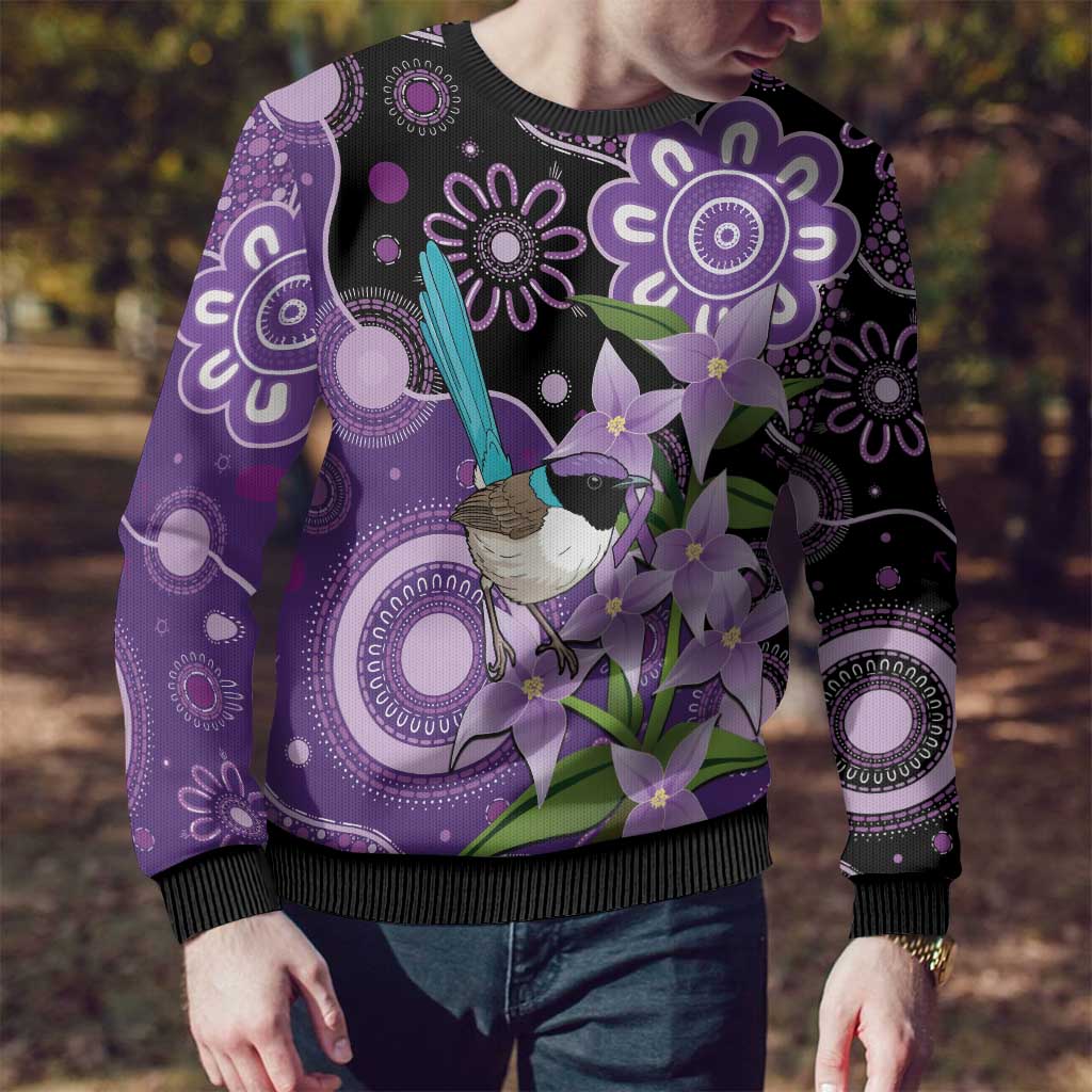 Australia Epilepsy Awareness Ugly Christmas Sweater Purple-crowned Fairywren Boronia Aboriginal - Aussie Hoodie