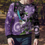 Australia Epilepsy Awareness Ugly Christmas Sweater Purple-crowned Fairywren Boronia Aboriginal - Aussie Hoodie