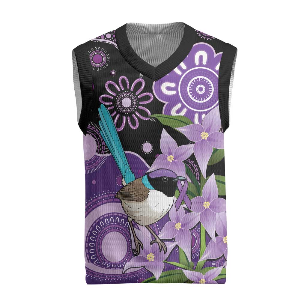 Australia Epilepsy Awareness Christmas Knitted V-Neck Vest Purple-crowned Fairywren Boronia Aboriginal - Aussie Hoodie