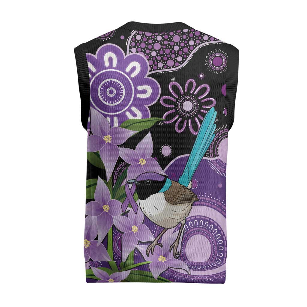 Australia Epilepsy Awareness Christmas Knitted V-Neck Vest Purple-crowned Fairywren Boronia Aboriginal - Aussie Hoodie