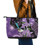 Australia Epilepsy Awareness Leather Tote Bag Purple-crowned Fairywren Boronia Aboriginal - Aussie Hoodie
