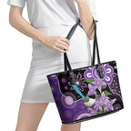 Australia Epilepsy Awareness Leather Tote Bag Purple-crowned Fairywren Boronia Aboriginal - Aussie Hoodie