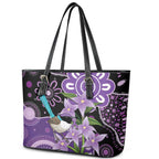 Australia Epilepsy Awareness Leather Tote Bag Purple-crowned Fairywren Boronia Aboriginal - Aussie Hoodie