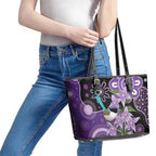 Australia Epilepsy Awareness Leather Tote Bag Purple-crowned Fairywren Boronia Aboriginal - Aussie Hoodie
