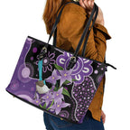 Australia Epilepsy Awareness Leather Tote Bag Purple-crowned Fairywren Boronia Aboriginal - Aussie Hoodie
